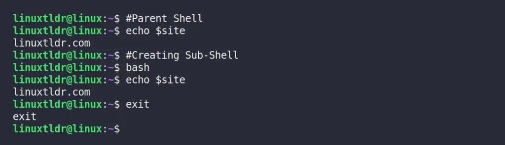 Accessing the global site variable within the subshell