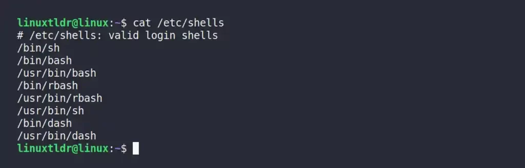 Reading the "/etc/shells" file