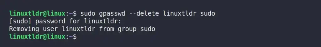 Removing the user from the sudo group