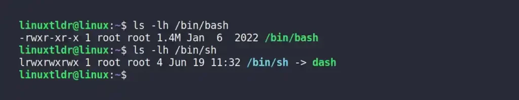 Comparing the sizes of bash and sh