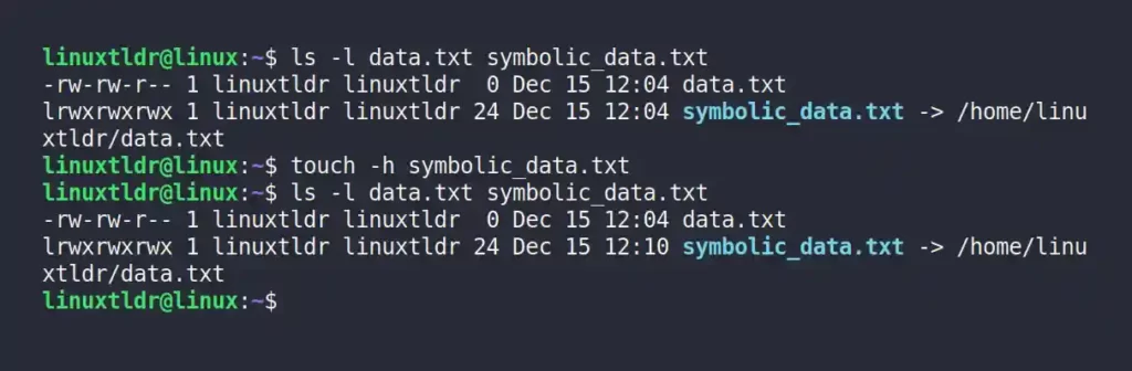 Modifying the symbolic link timestamp