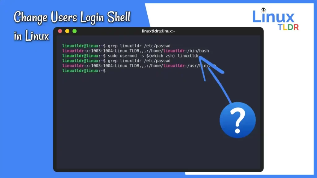 change users login shell in linux
