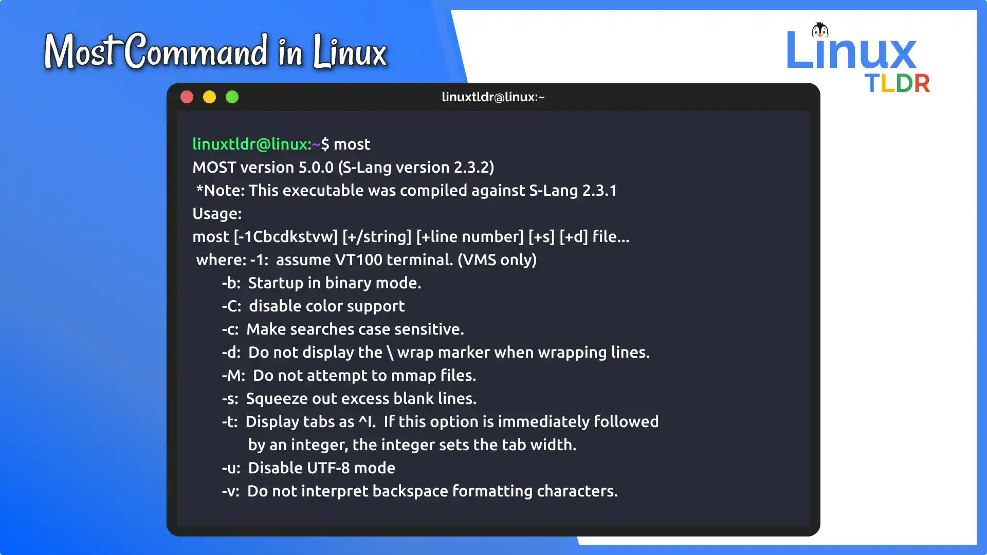 “most” is an advanced alternative for the less command