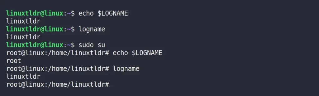 Difference between the logname variable and logname command