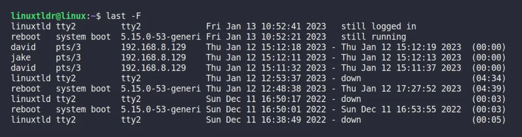 Display the timestamp for entries in full format