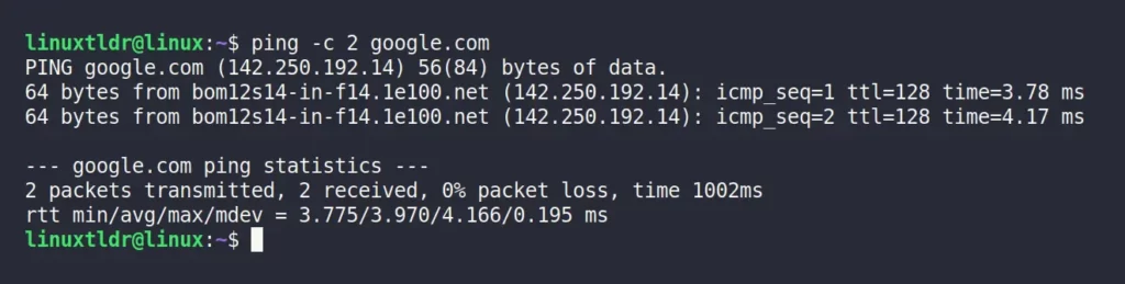 Sending a definite number of packets to the remote system