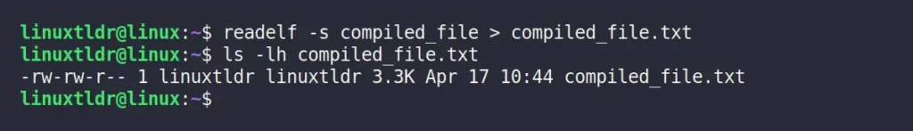 Saving the ELF information of the compiled file