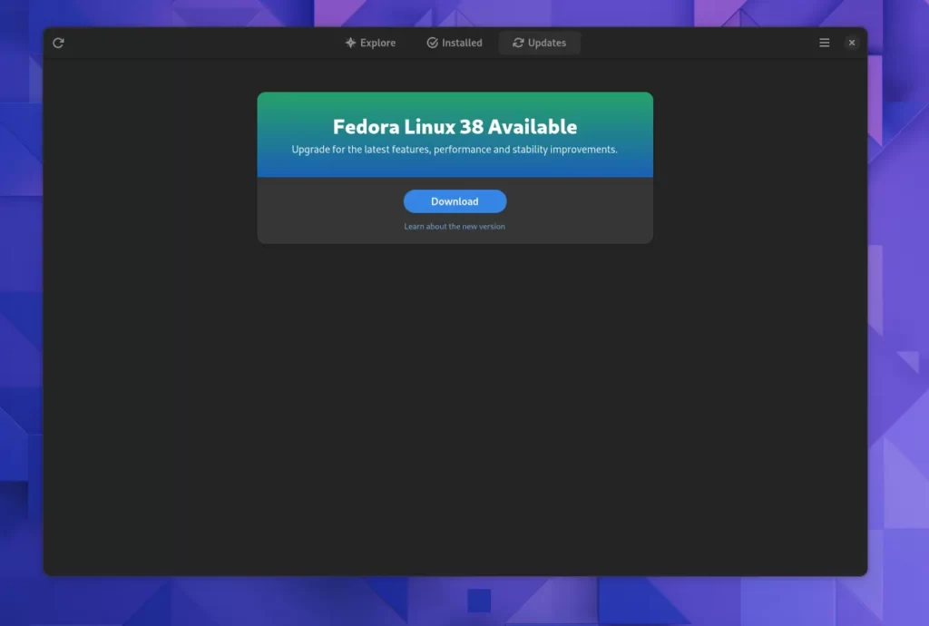 Upgrading the Fedora using GUI