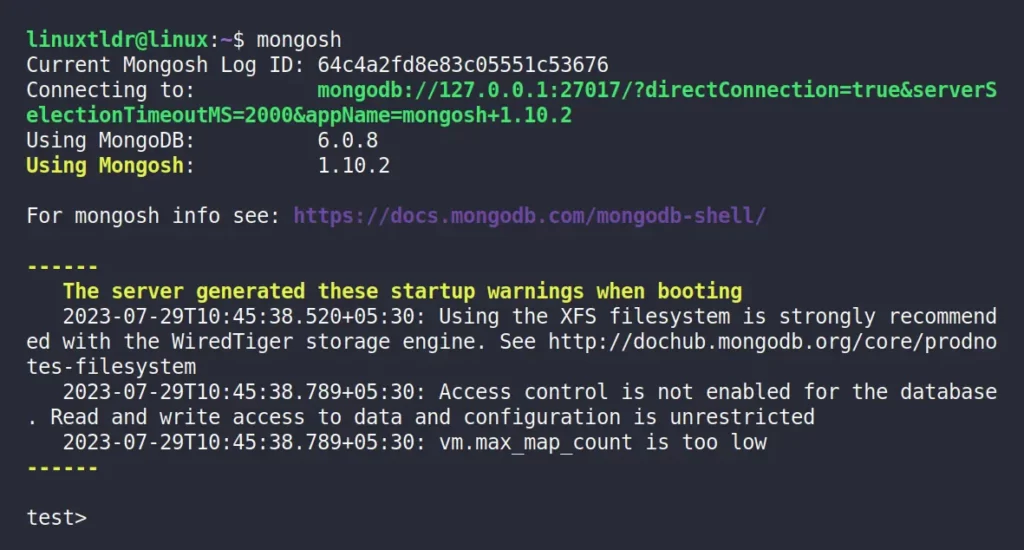 MongoDB console