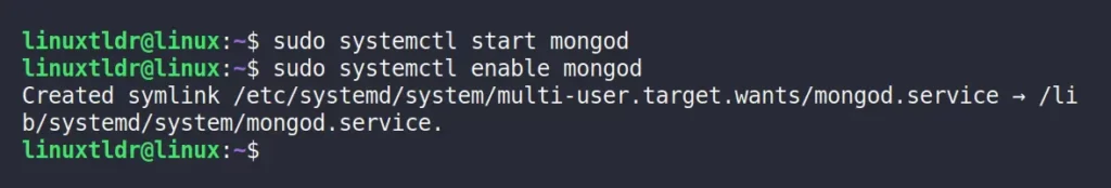 Starting and enabling the MongoDB service