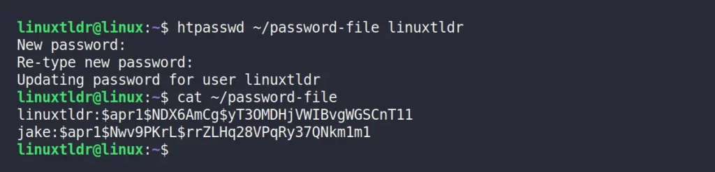 Updating the password for an existing user in the password file