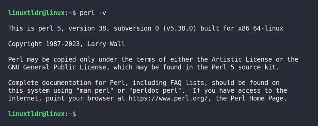 Checking the Perl version installed via the source