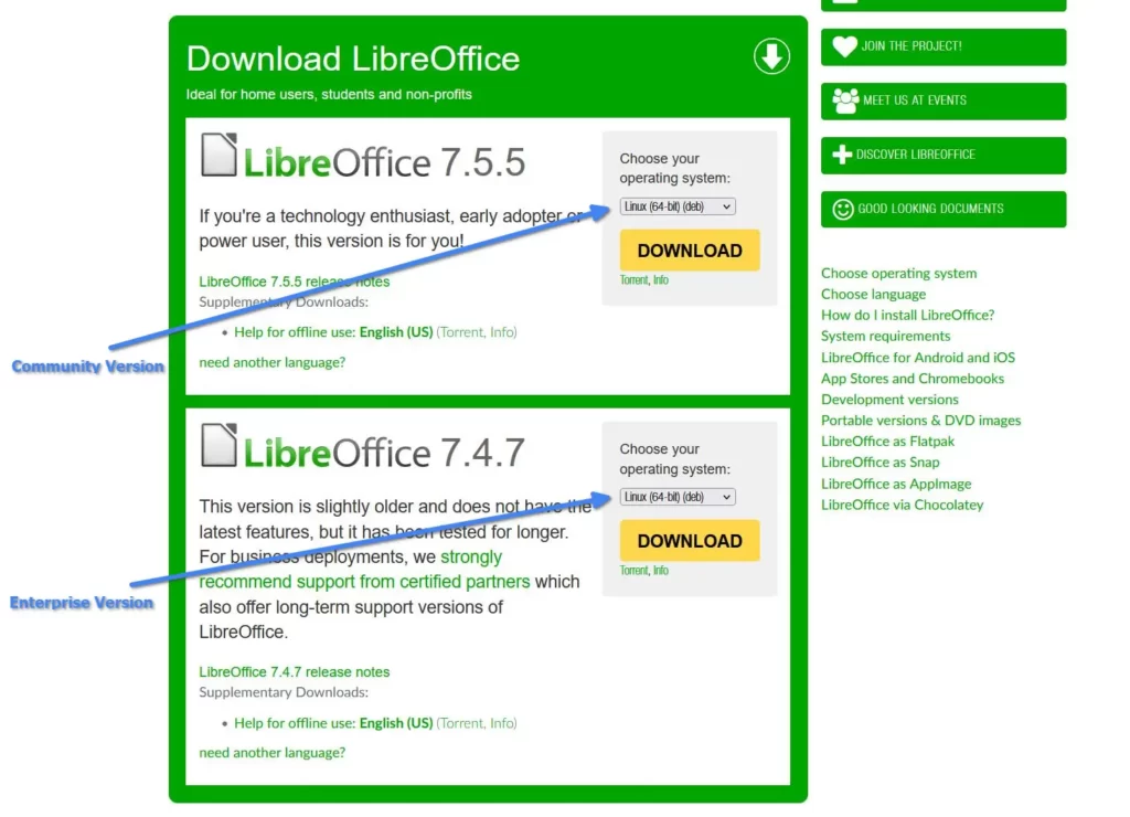 Downloading the LibreOffice Archive Tarball