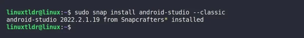 Installing Android Studio via Snap