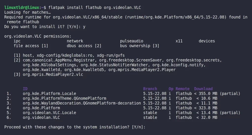 Installing the Flatpak application
