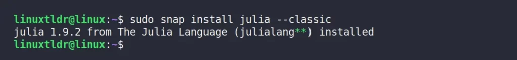 Installing Julia via Snap