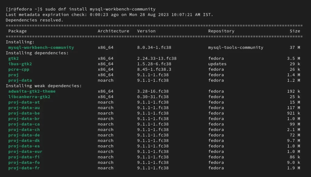 Installing MySQL Workbench on Red Hat, Fedora, AlmaLinux