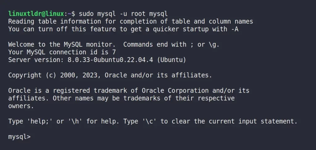 Launching the MySQL console without a password