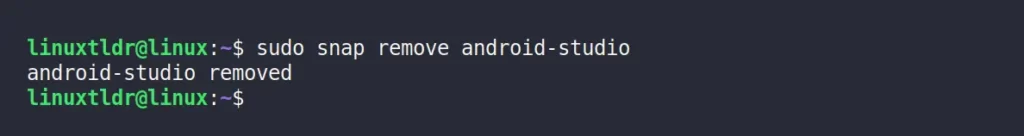 Removing the Android Studio Snap package