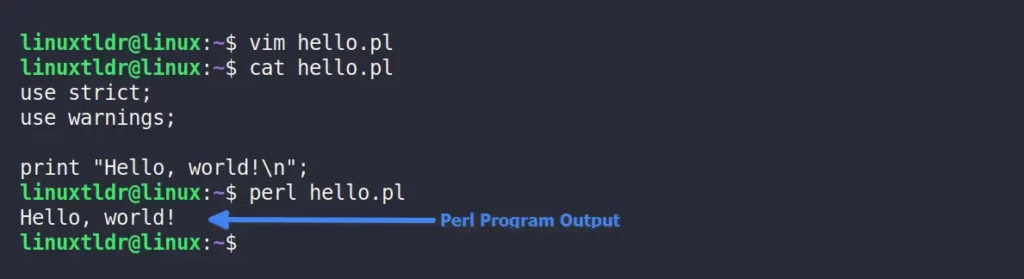 Running a basic Perl program in Linux