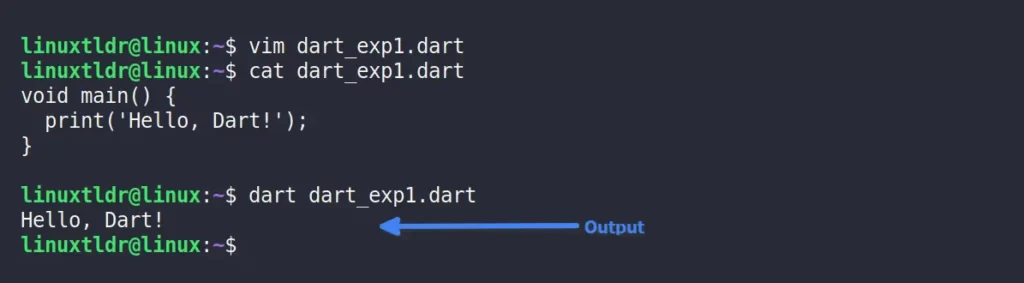 Running the first Dart program on Linux