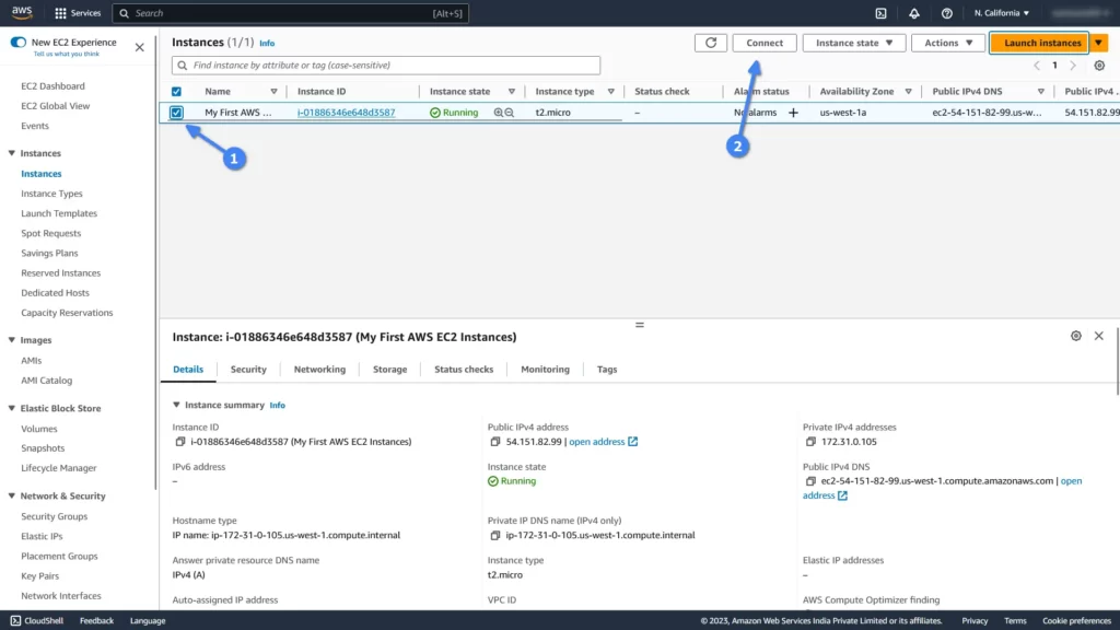 Connecting to EC2 instances from AWS native web interface