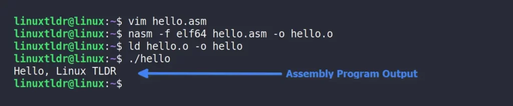 Running an simple assembly program using NASM in linux