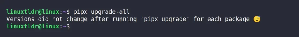 Upgrade all packages using the pipx