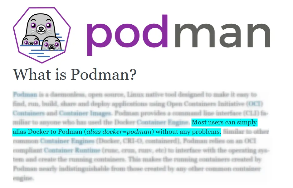 creating alias of docker for podman