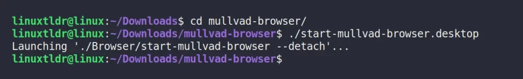 launching mullvad browser