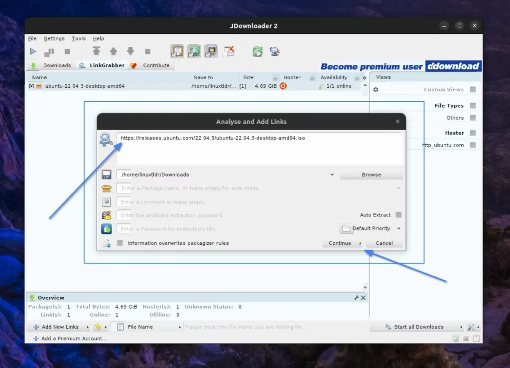 downloading files manually via JDownloader