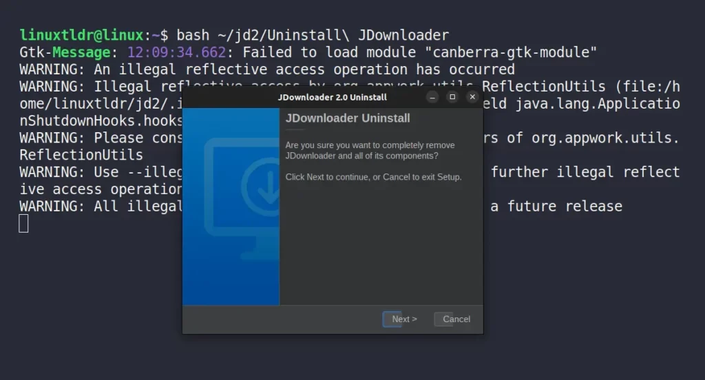 removing JDownloader 2 from linux