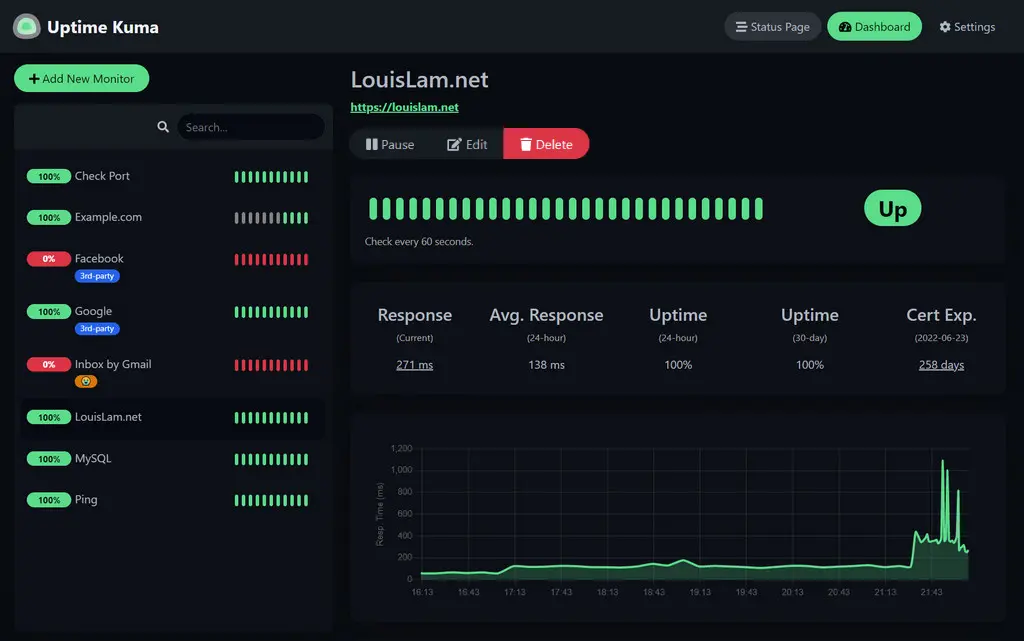 Uptime Kuma - Web UI