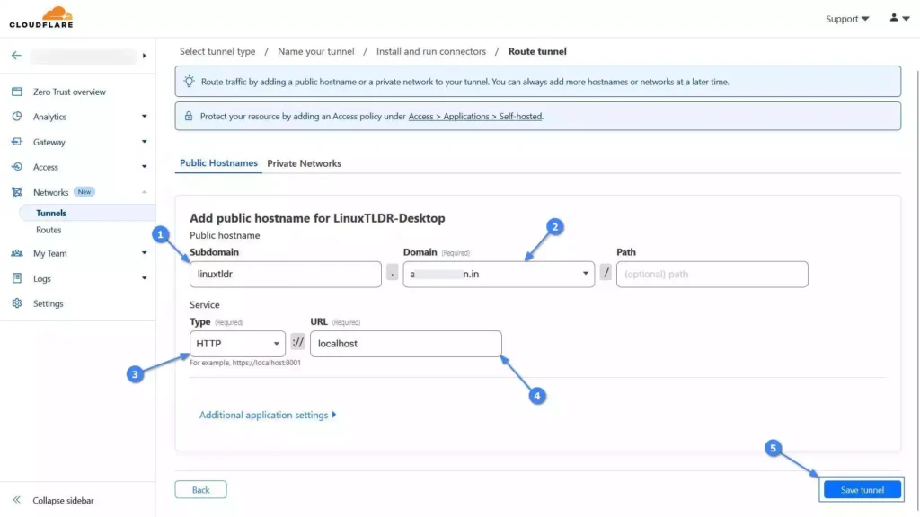 adding hostname to tunnel