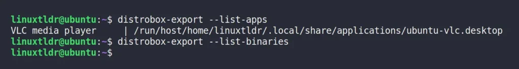 checking the list of exported apps and binaries