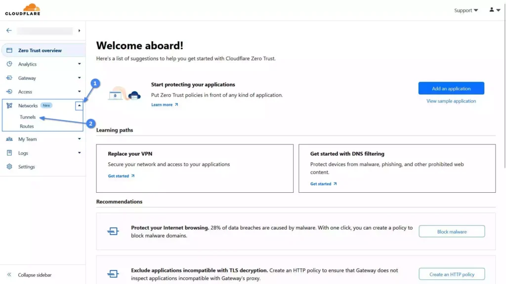 cloudflare zero trust dashboard