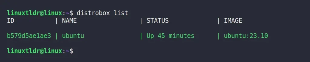 listing all running distrobox instance