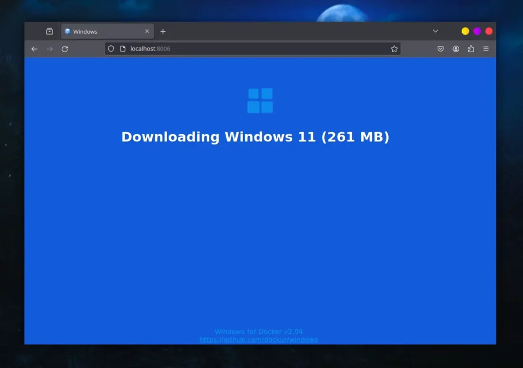 window image is downloading