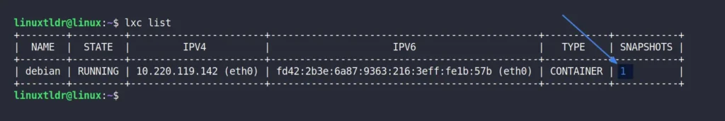 checking the count of total snapshot