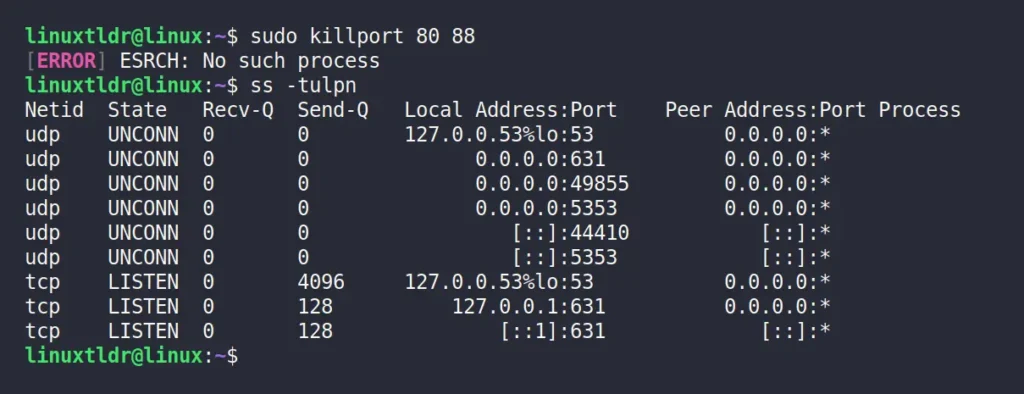 confirming the port is closed