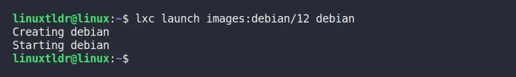 creating debian container in lxd