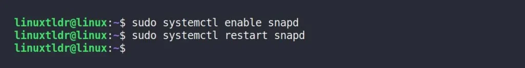 enabling and restarting the snapd