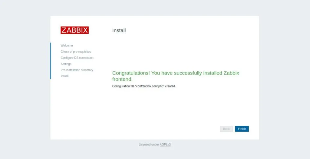 Zabbix success screen